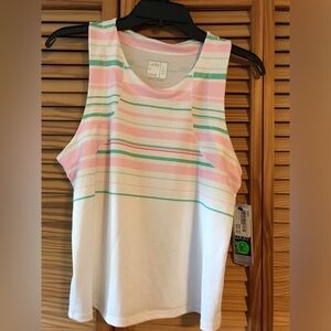 Lucky in Love Deco Pastel Striped Tank Top Sz Lg NWT